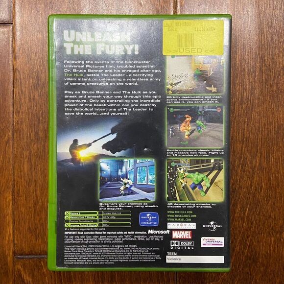 Hulk Microsoft Original Xbox Video Game Complete CIB With Manual Marvel - Picture 3 of 5